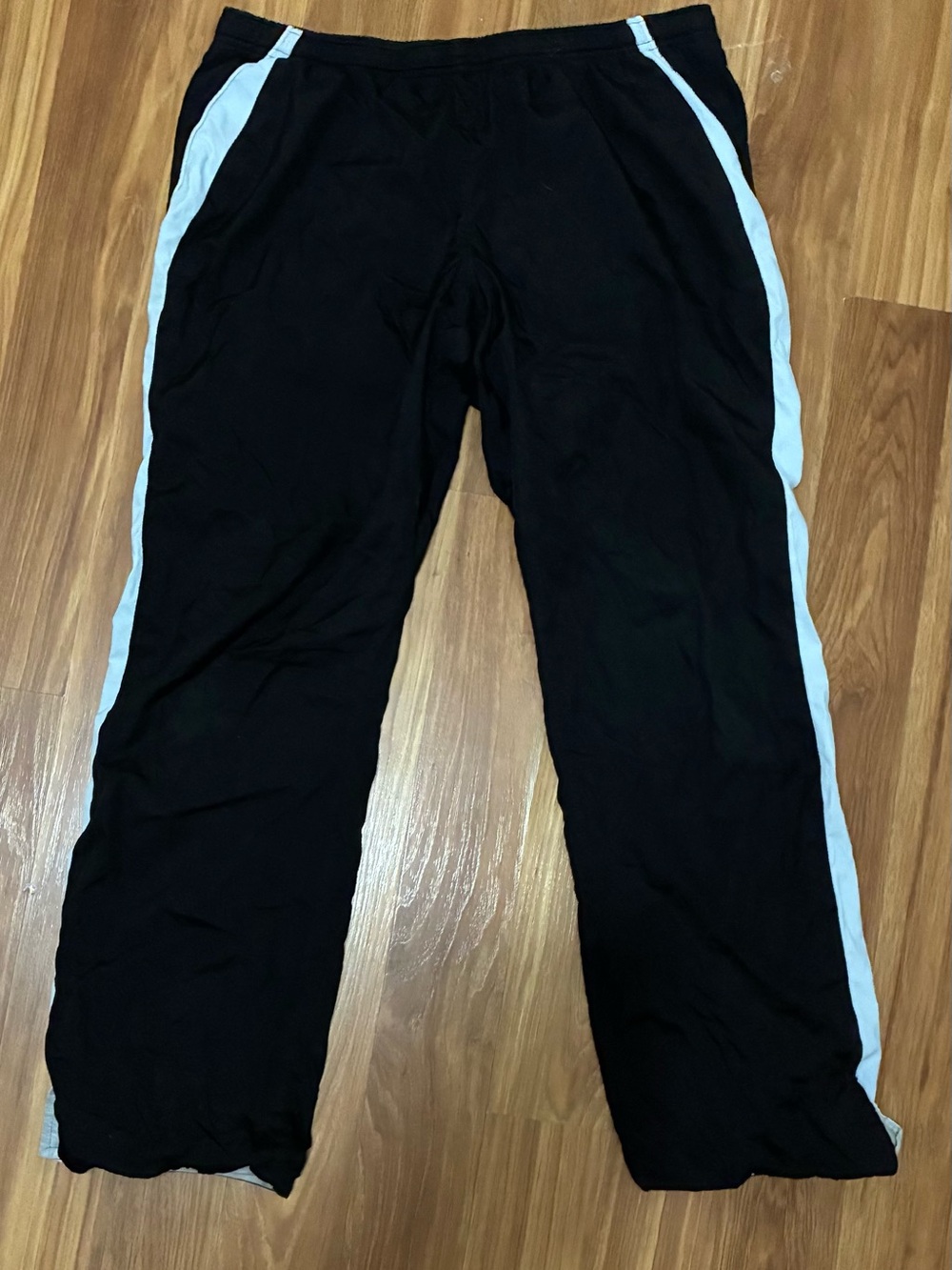 Kids Black Track Pants with White Side Stripe